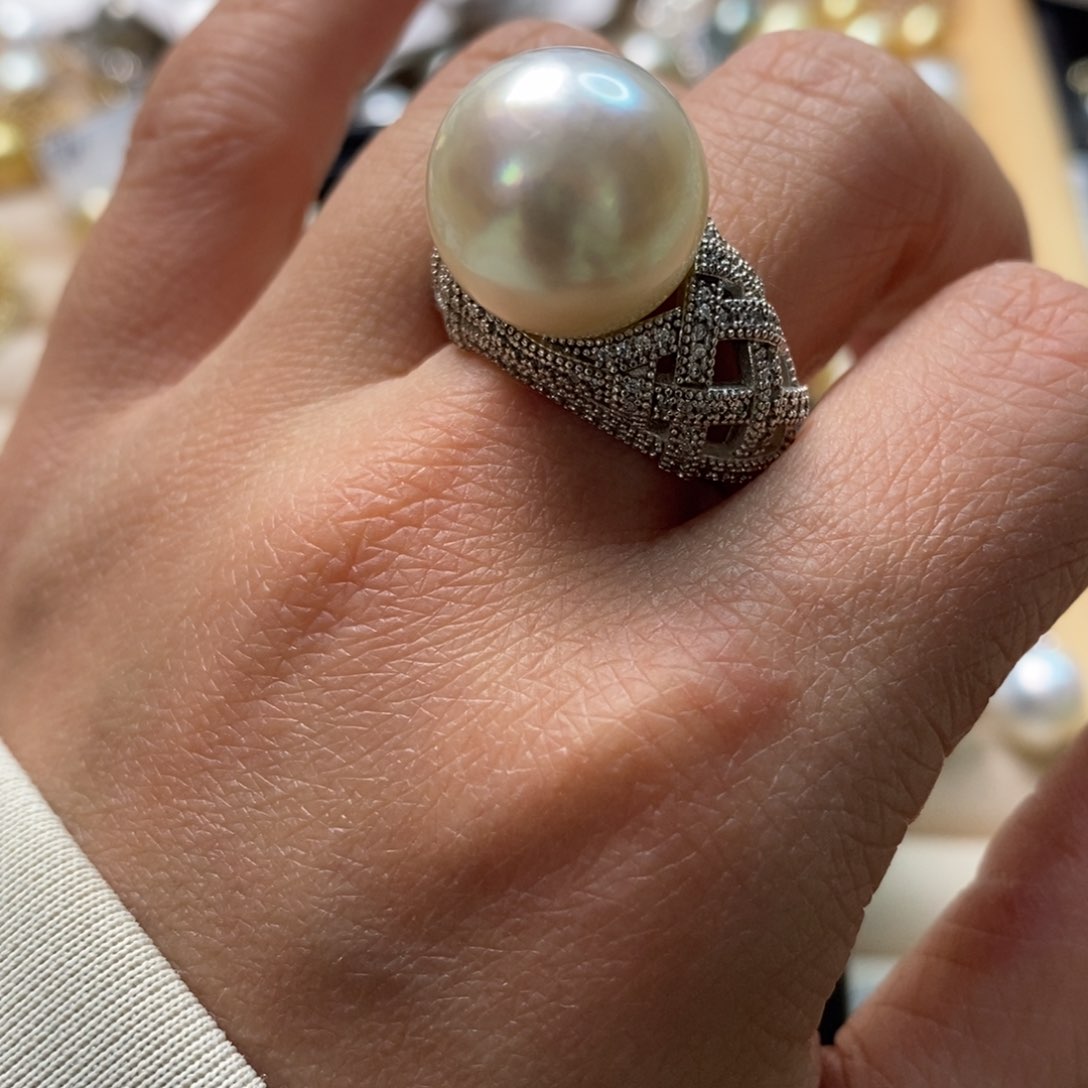 海水珍珠戒指银S925镶嵌