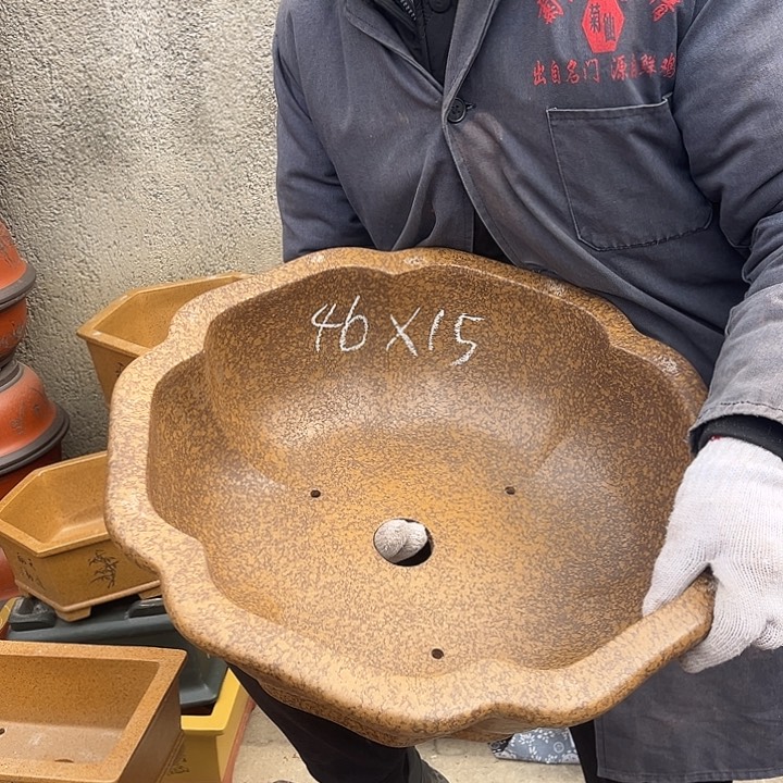 紫砂紫砂花盆和小