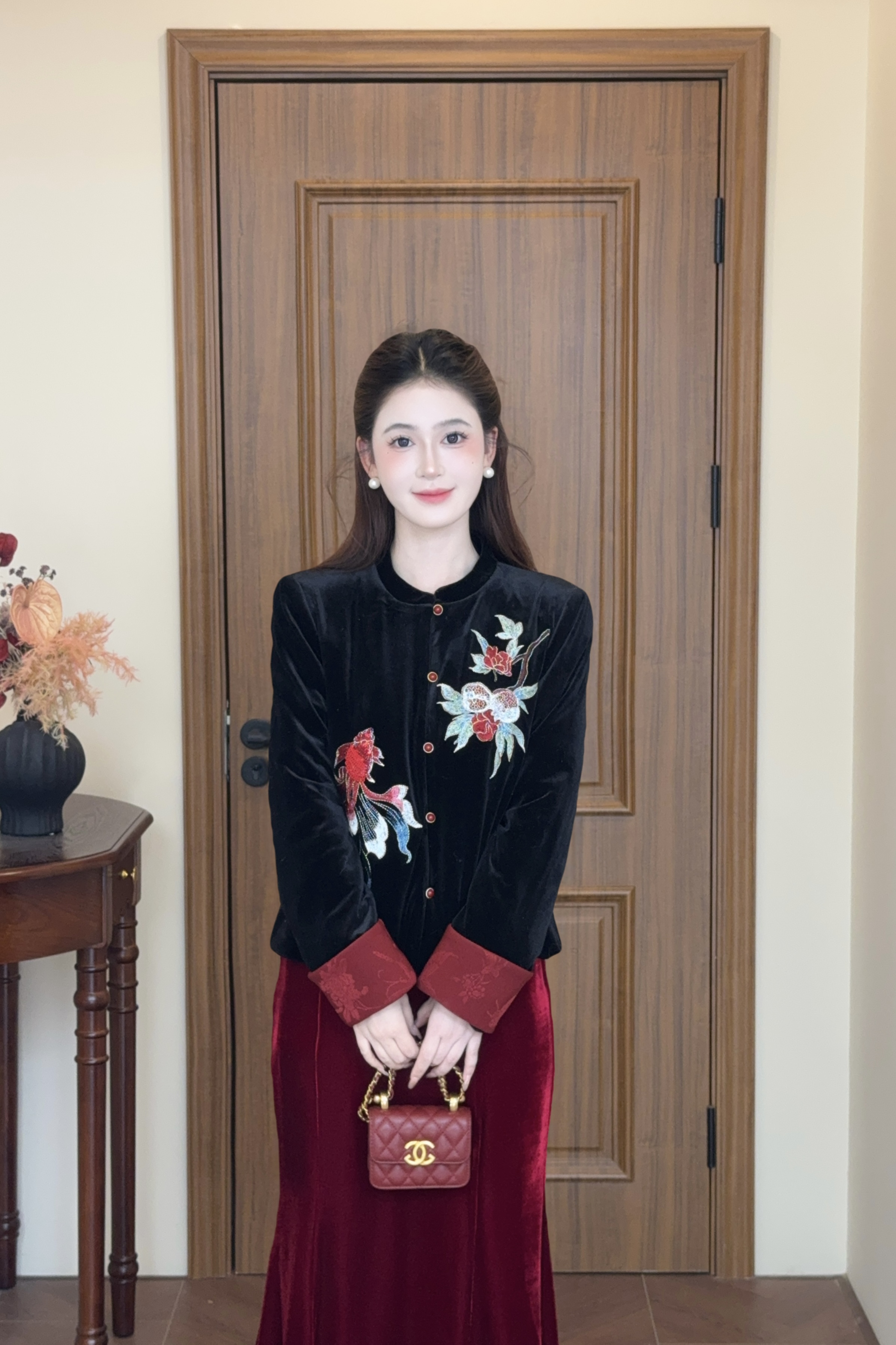 LiLi李李家【锦鲤】新中式刺绣羽绒外套+半裙XMZH11021 XMZH10823