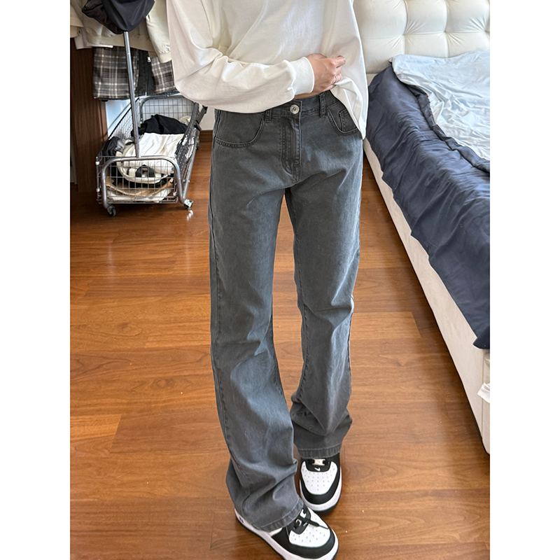 8026 CB美拉德牛仔裤美式高街裤子高腰直筒显瘦M