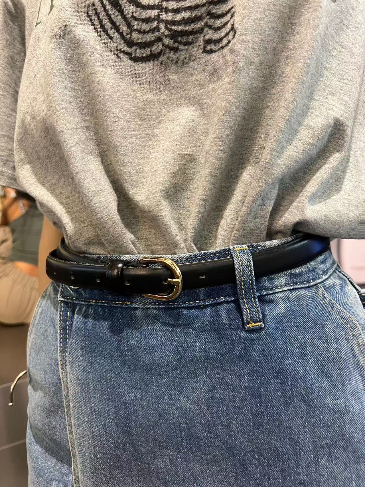 复古小皮带女士高级感ins风百搭西装牛仔裤腰带细窄黑色装饰裤带