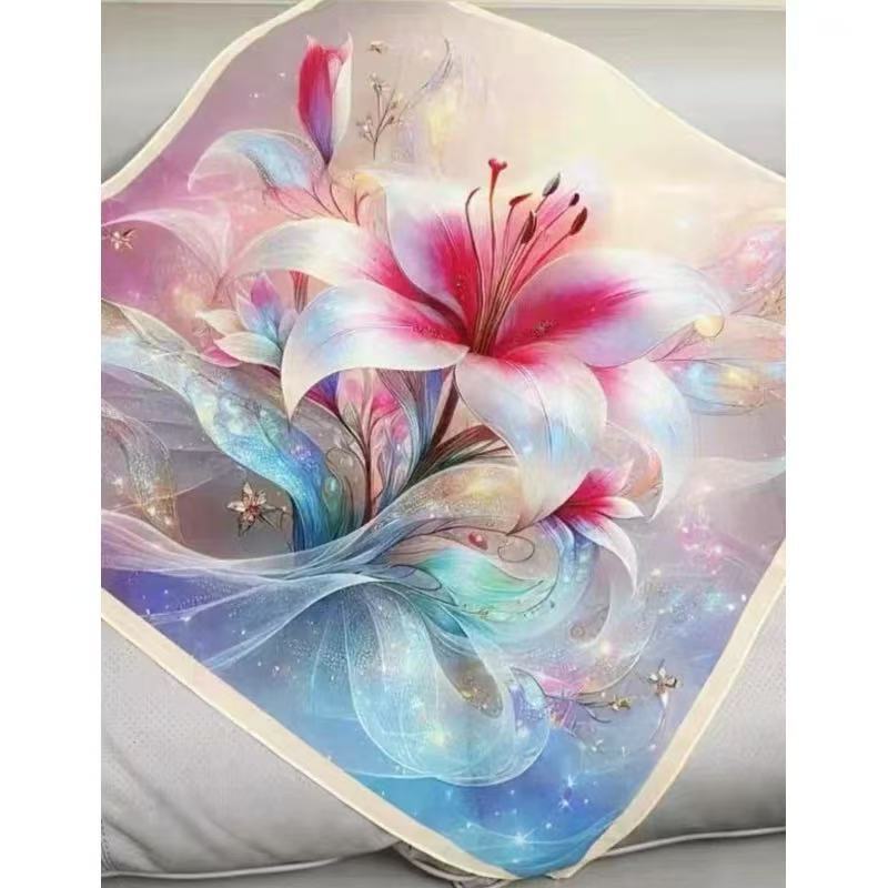 M001（百合花）2025年新款国风百搭时尚围巾70*70左右  [无礼盒]