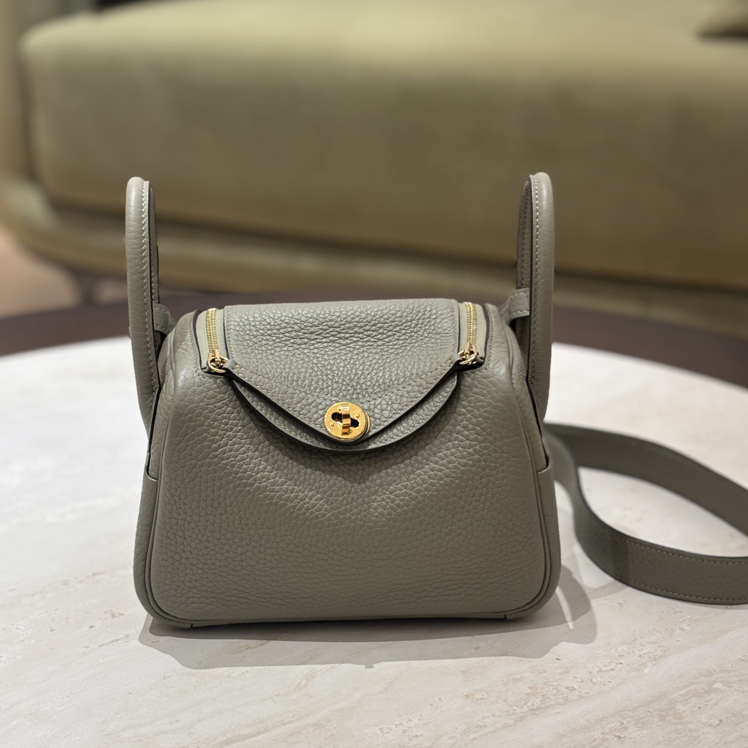 99新 Hermes/爱马仕 Mini lindy鼠尾草绿B刻 斜挎包