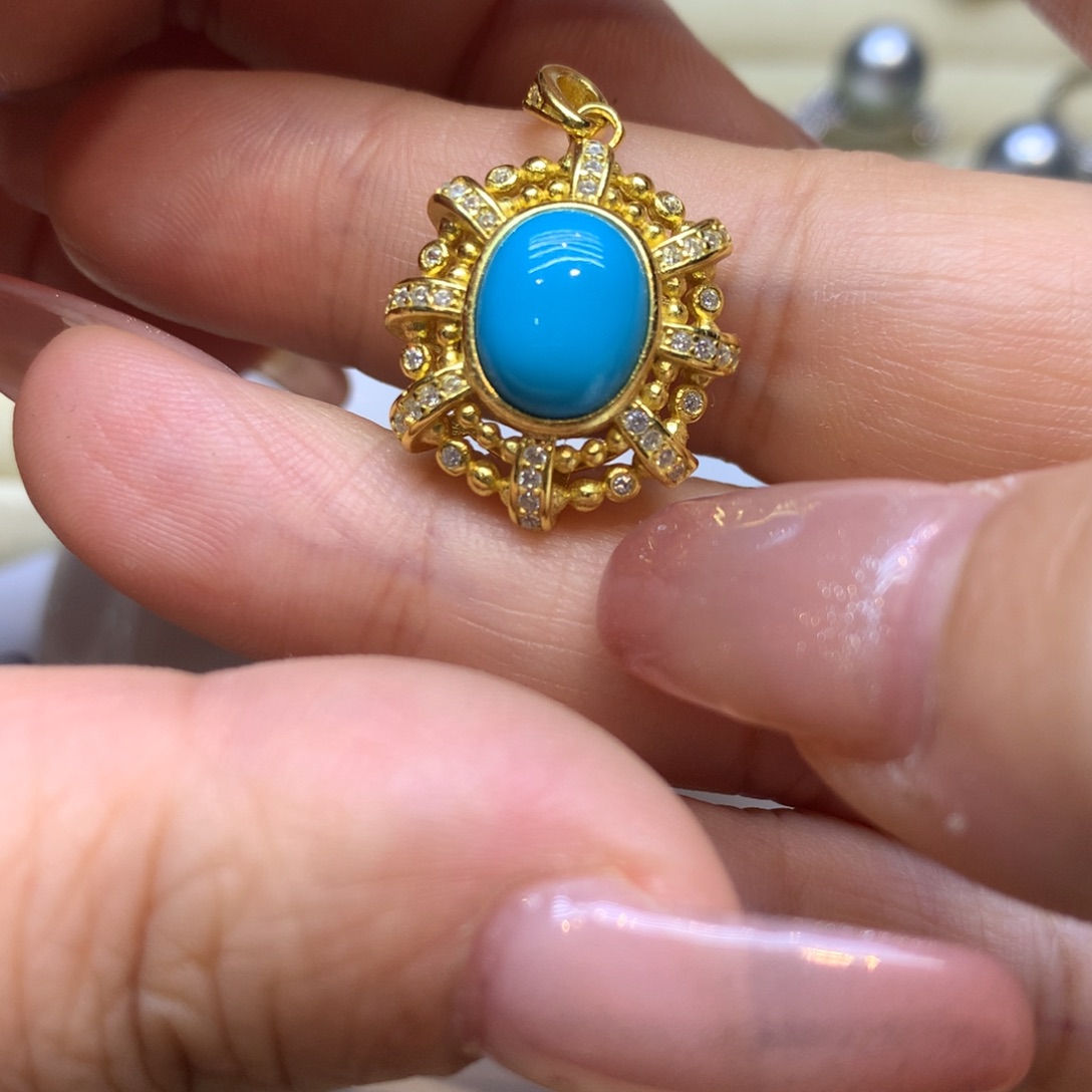 银S925镶嵌绿松石颈饰