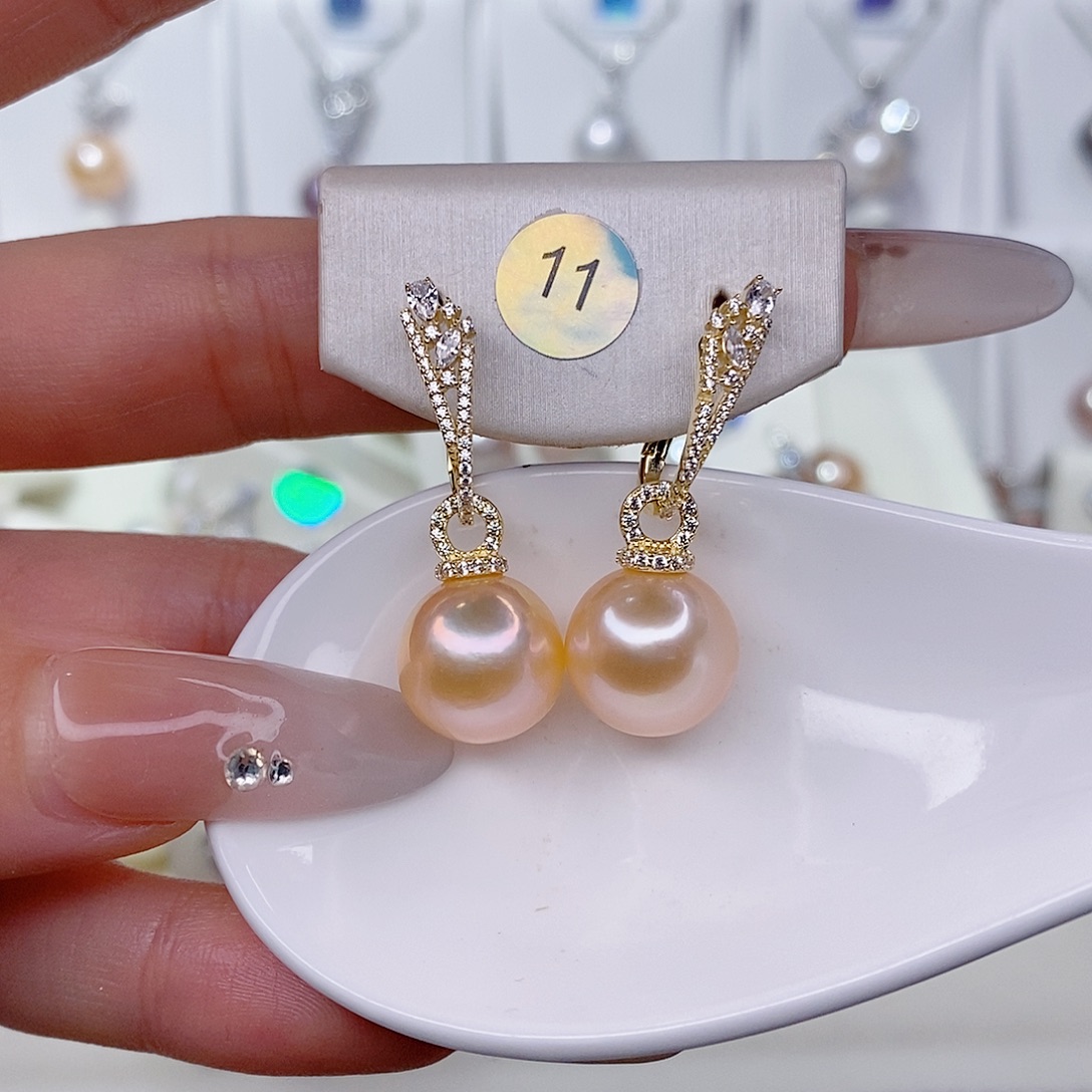 跟***茄淡水珍珠耳饰银S925镶嵌12➕