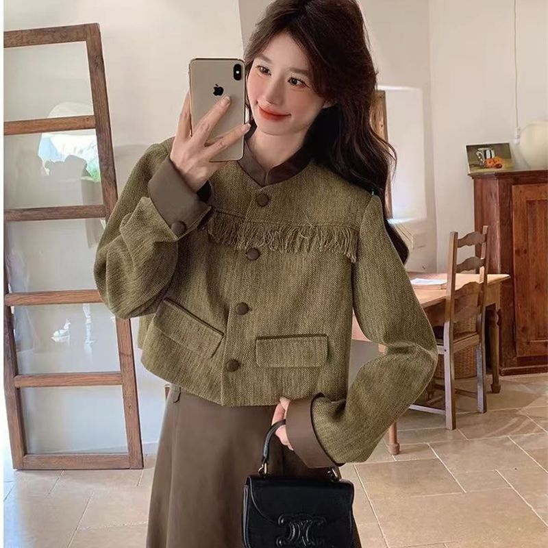 【亏米清苍】C-9160胖颖专属大码小香风时尚遮肉时尚套装