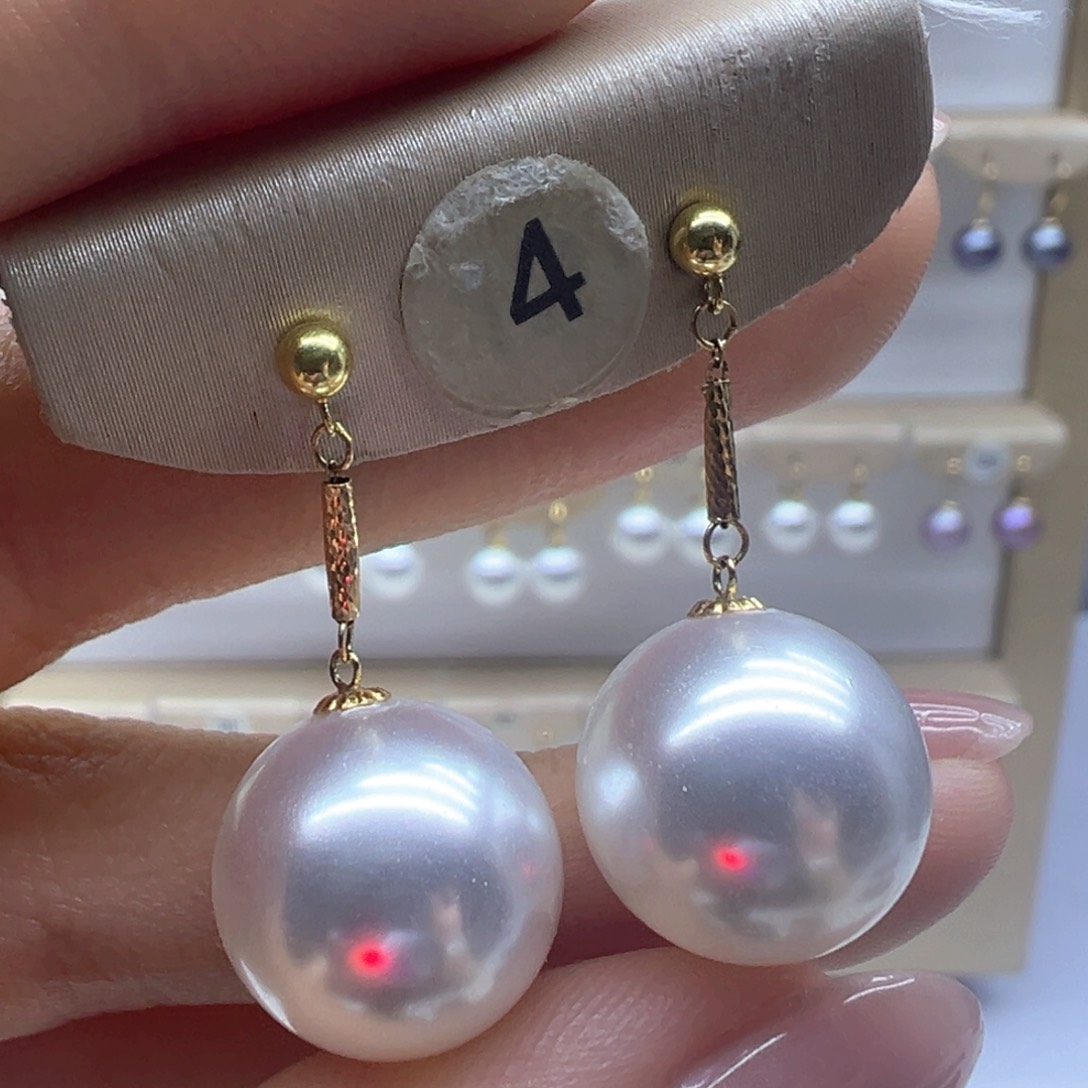 18K金镶嵌淡水珍珠耳饰