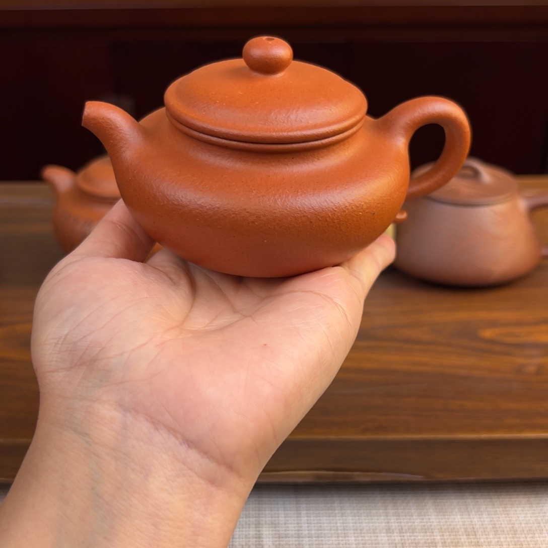 0***ゆ茶壶紫砂红降坡仿古170cc瑕品