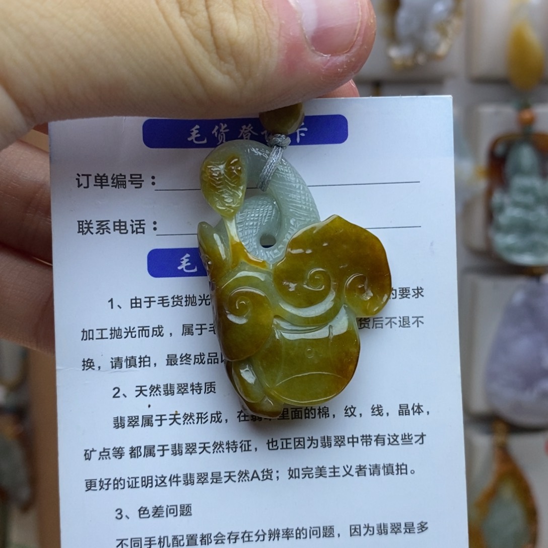 翡翠未镶嵌颈饰蛇