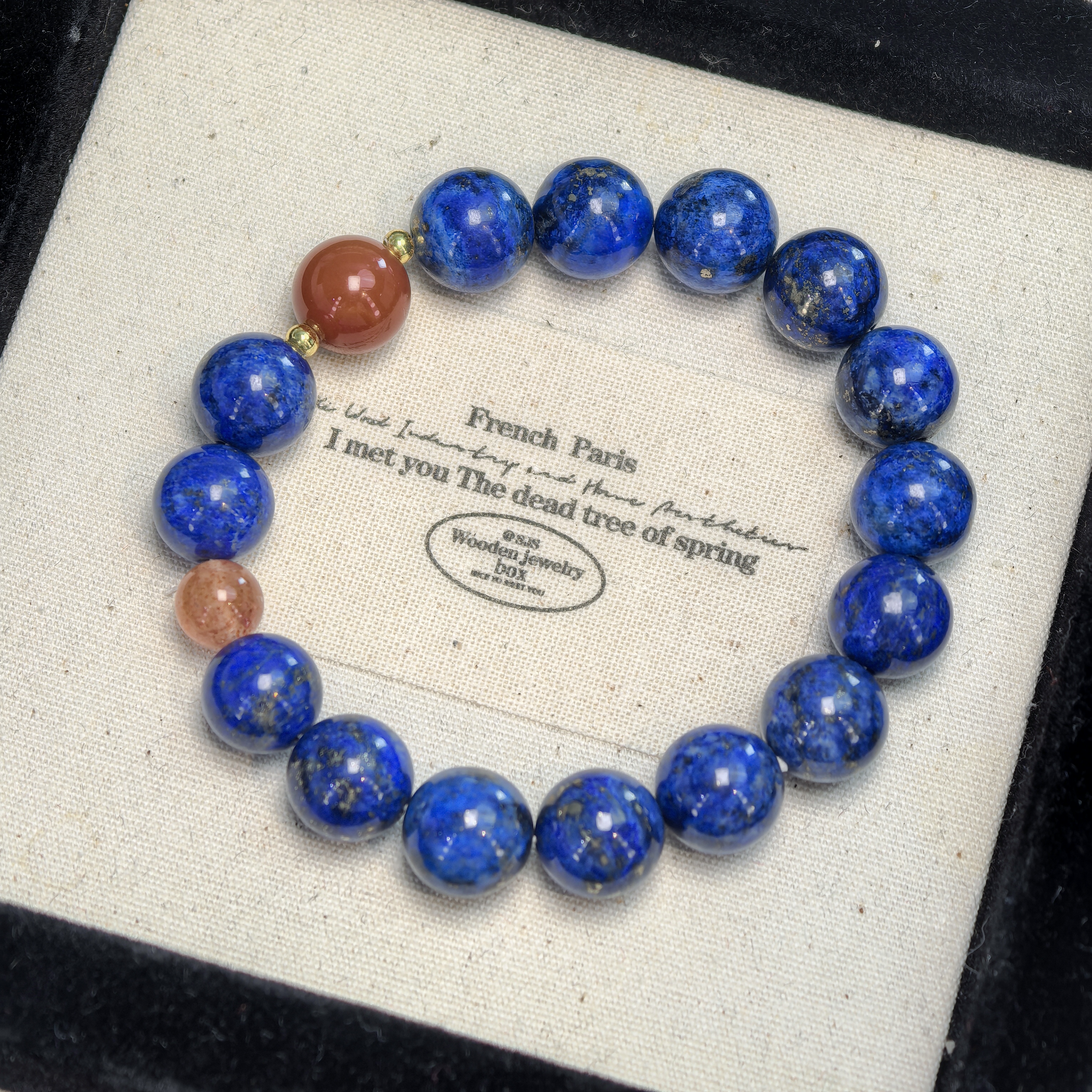 天然 卡10咪 青金石 金太阳 南虹 原创手串