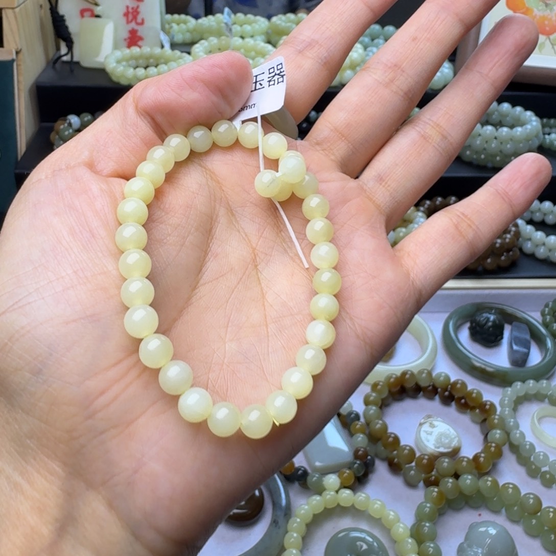快***图和田玉（黄玉）未镶嵌手链