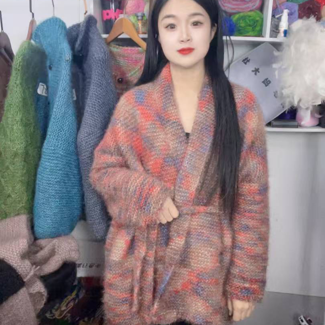 温暖大衣款超柔星空花色混纺毛线手工编织围巾帽子毛衣材料包