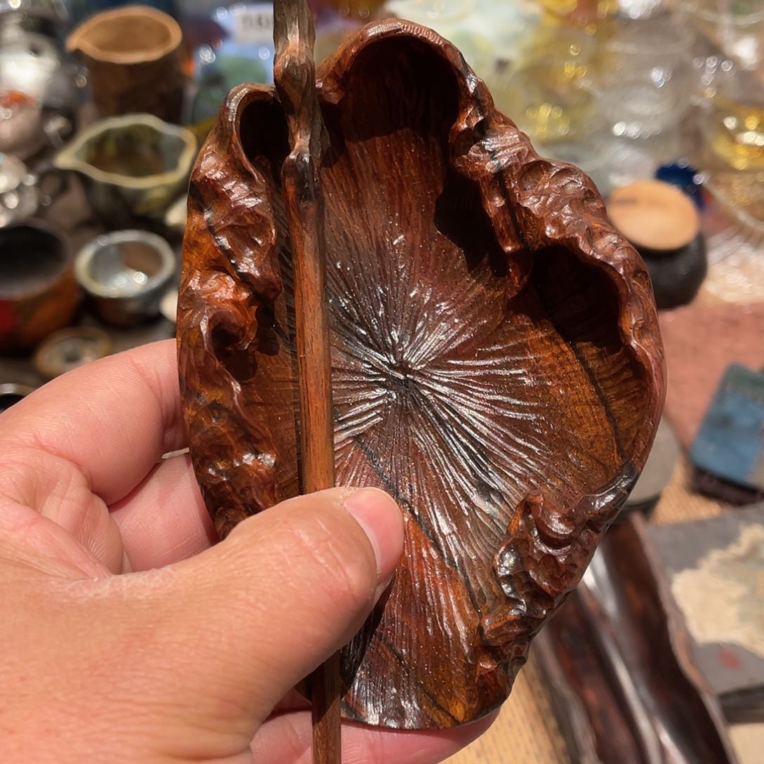 E**a南美酸枝手工雕花茶则