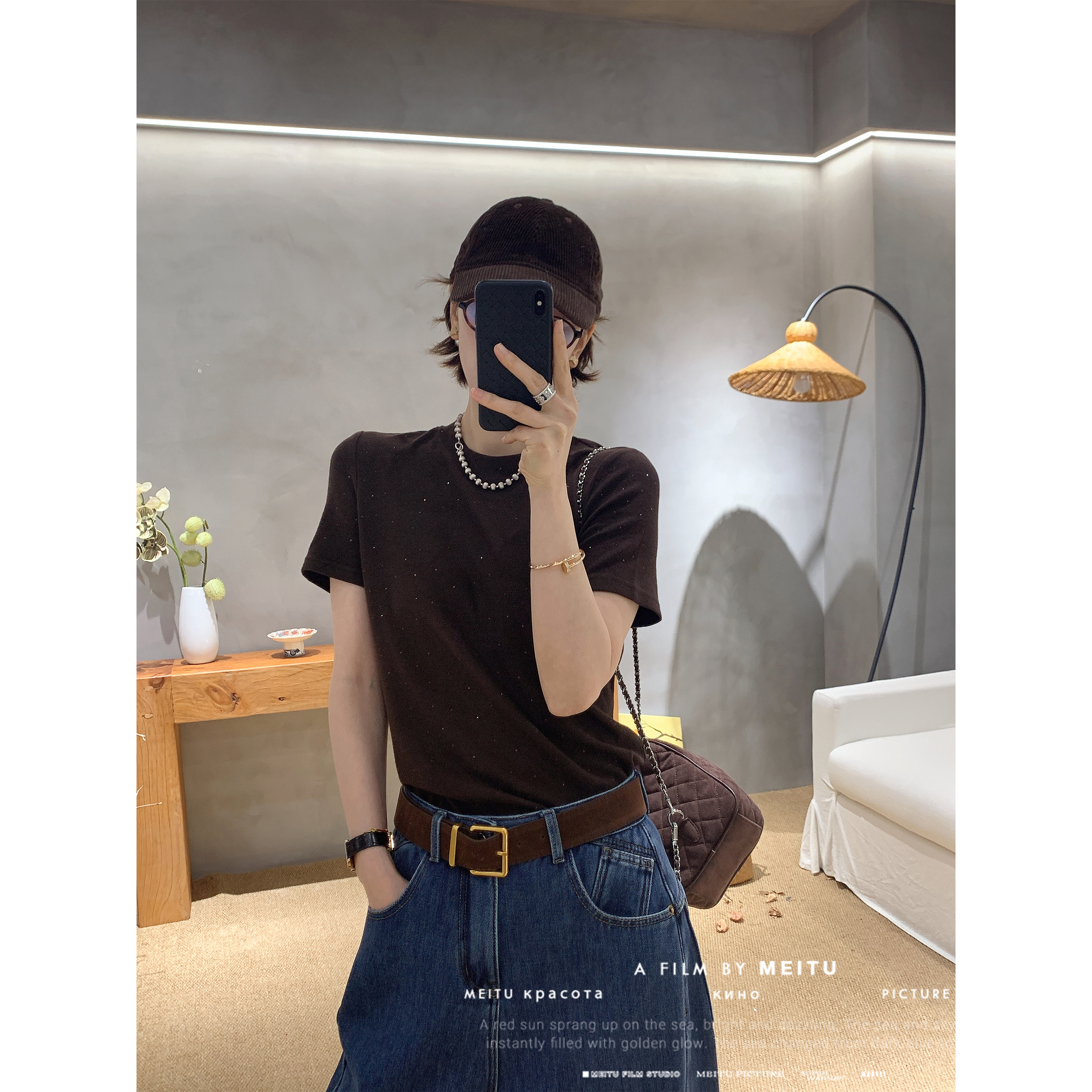 【骆小姐私服】简约舒适亮闪闪T年装新款显瘦百搭高级感上衣T袖