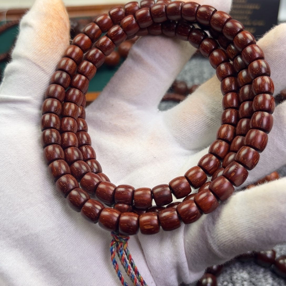 小叶紫檀手串/手链7*8直切108  原汁原味润