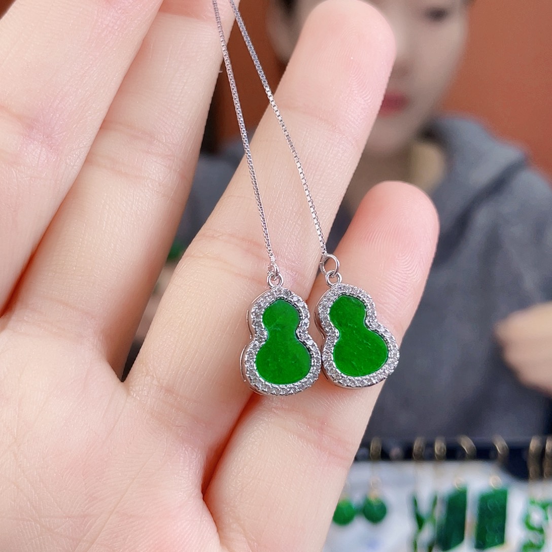 翡翠银S925镶嵌耳饰