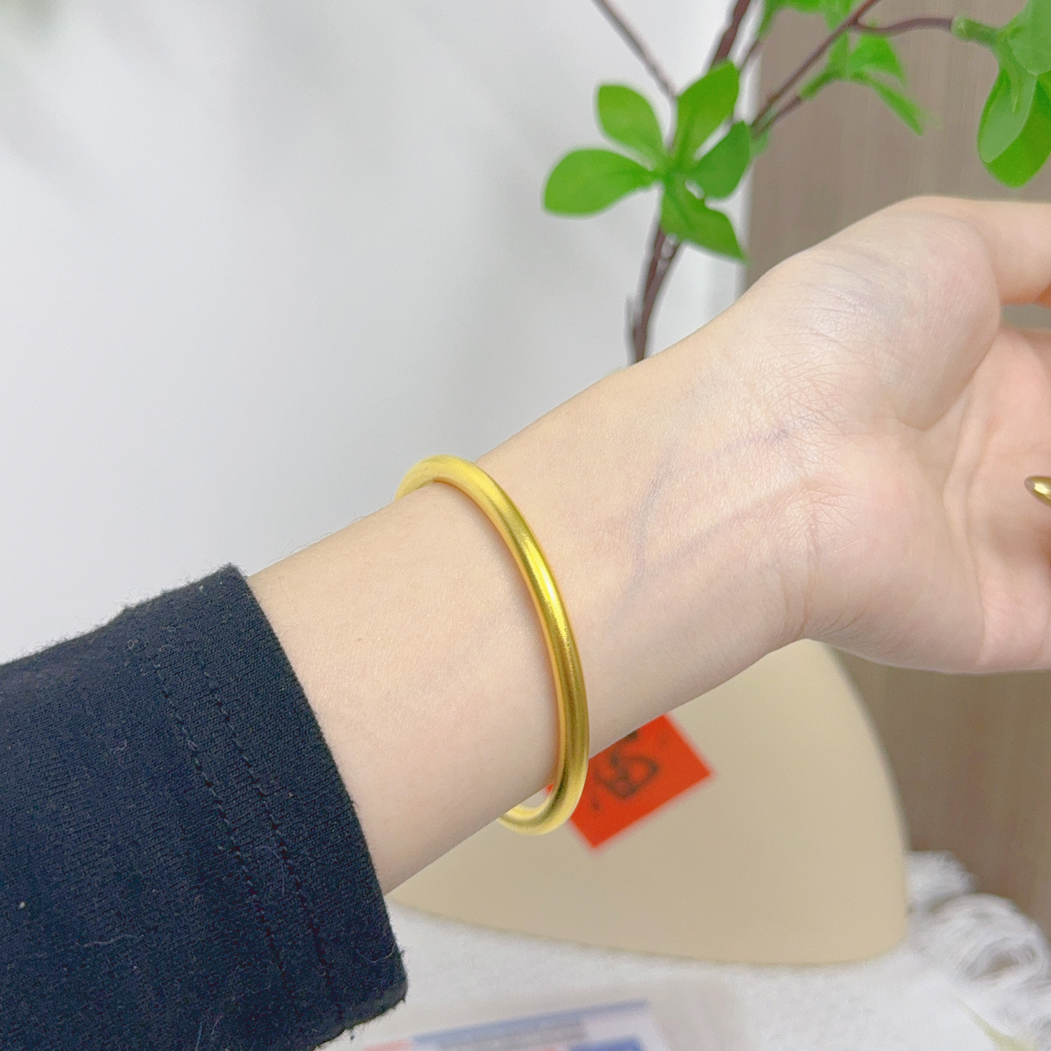 足银手镯 古法素圈传承实心磨砂手镯足银外厚包大气时尚经典百搭