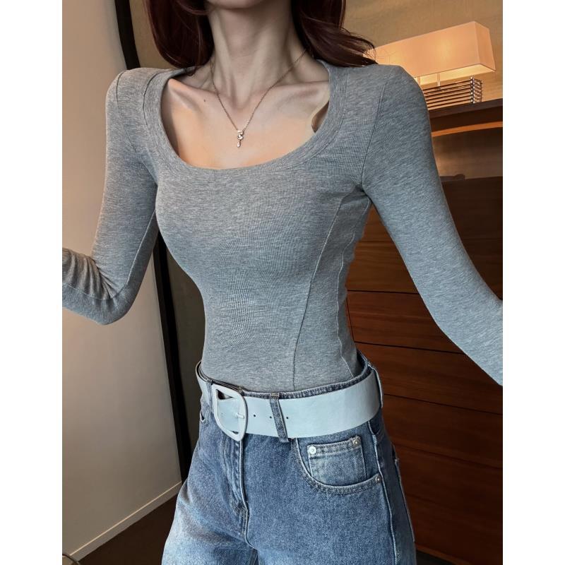 婉君T【u领马甲线T】25年加厚版300克重保暖长袖上衣LWJ25D4T3744