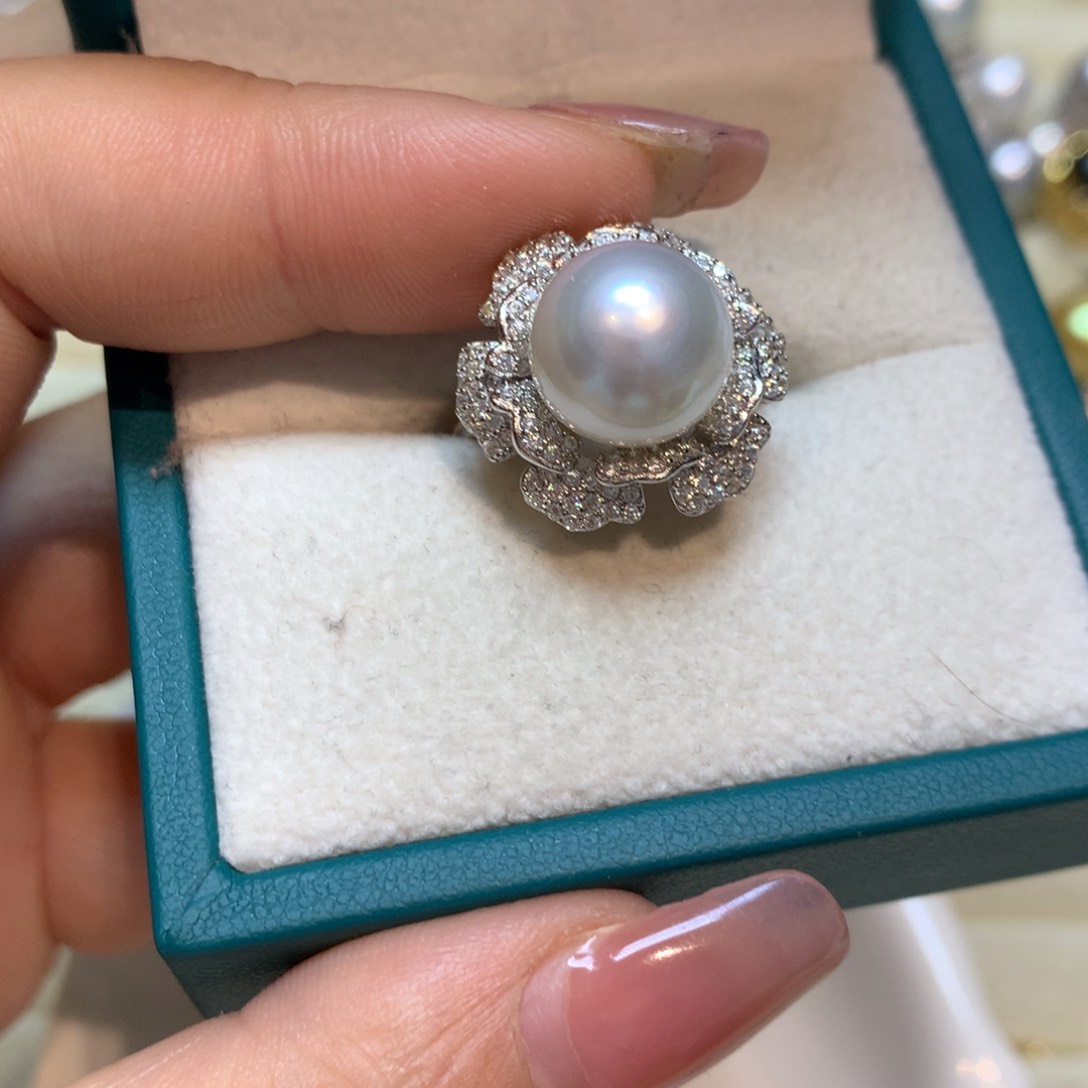 海水珍珠戒指银S925镶嵌