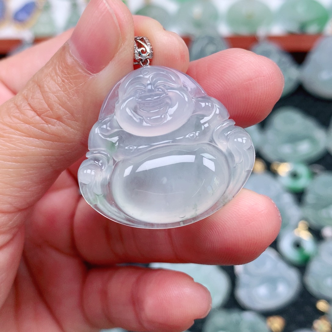 翡翠吊坠(不含链)18K金镶嵌旧*