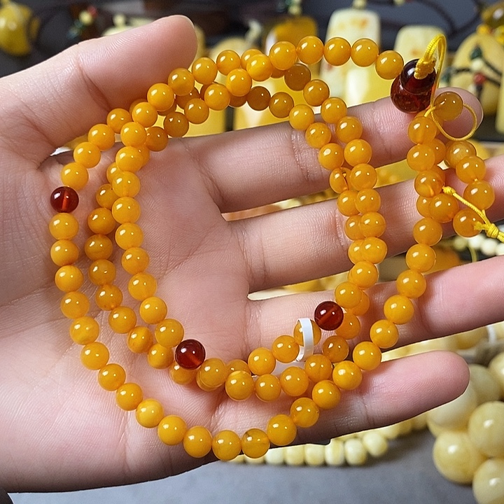 琥珀未镶嵌裸石多圈108