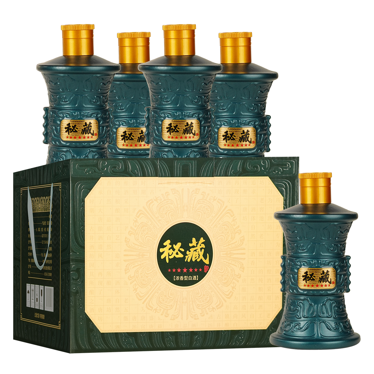 唐坊秘藏浓香型白酒52度高端礼盒收藏纪念52度100ml*5