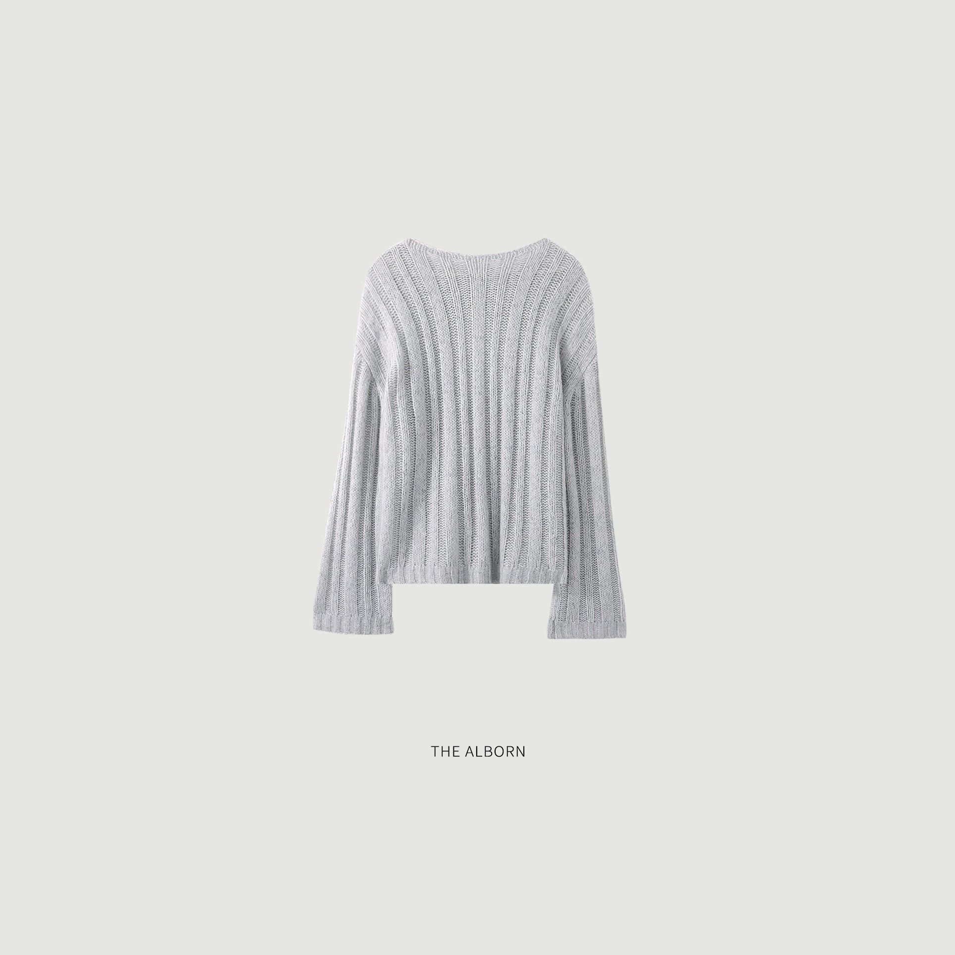 奥莉酱THEALBORN·“凛冬拥抱”绵羊毛桑蚕丝混纺 一字领坑条毛衣