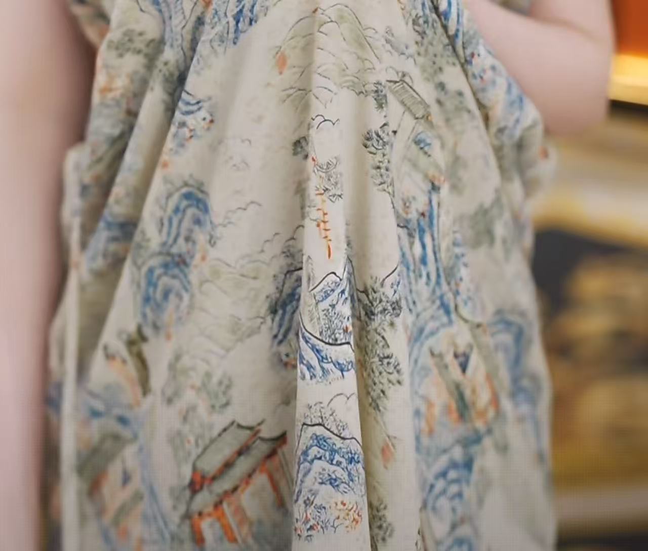 【送腰带】杭州原版正品2025夏季新款减龄高级感 山水古画连衣裙女