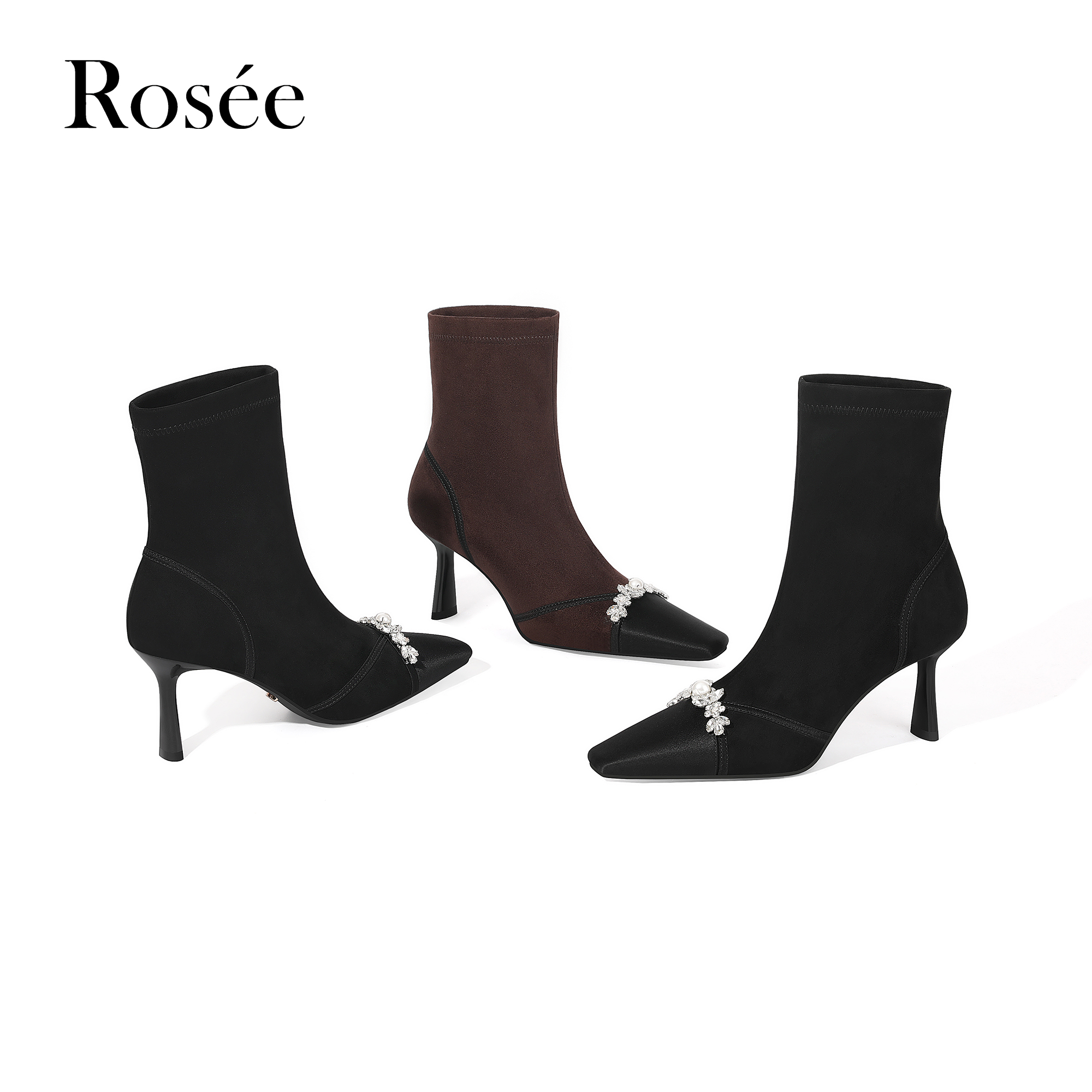 【跟高7cm】2025年冬季新款细跟高跟袜靴套筒简约时尚百搭女