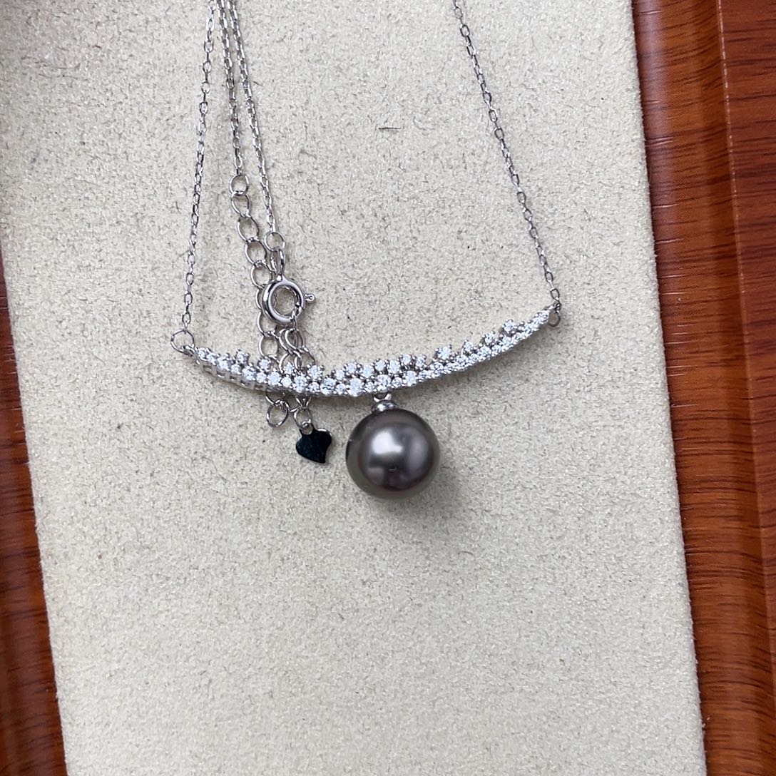 银S925镶嵌海水珍珠吊坠(不含链)