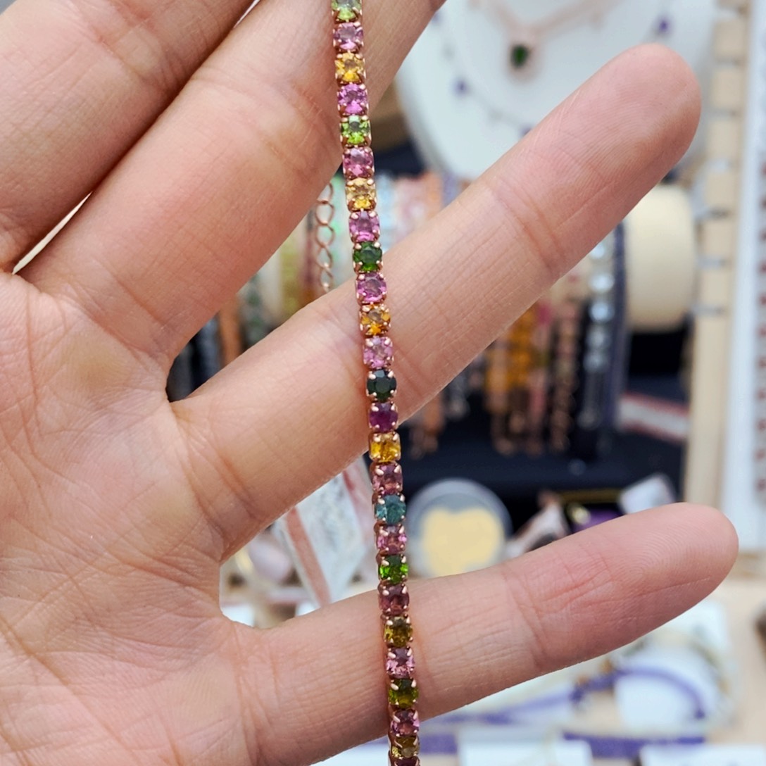 碧玺手链银S925镶嵌手链