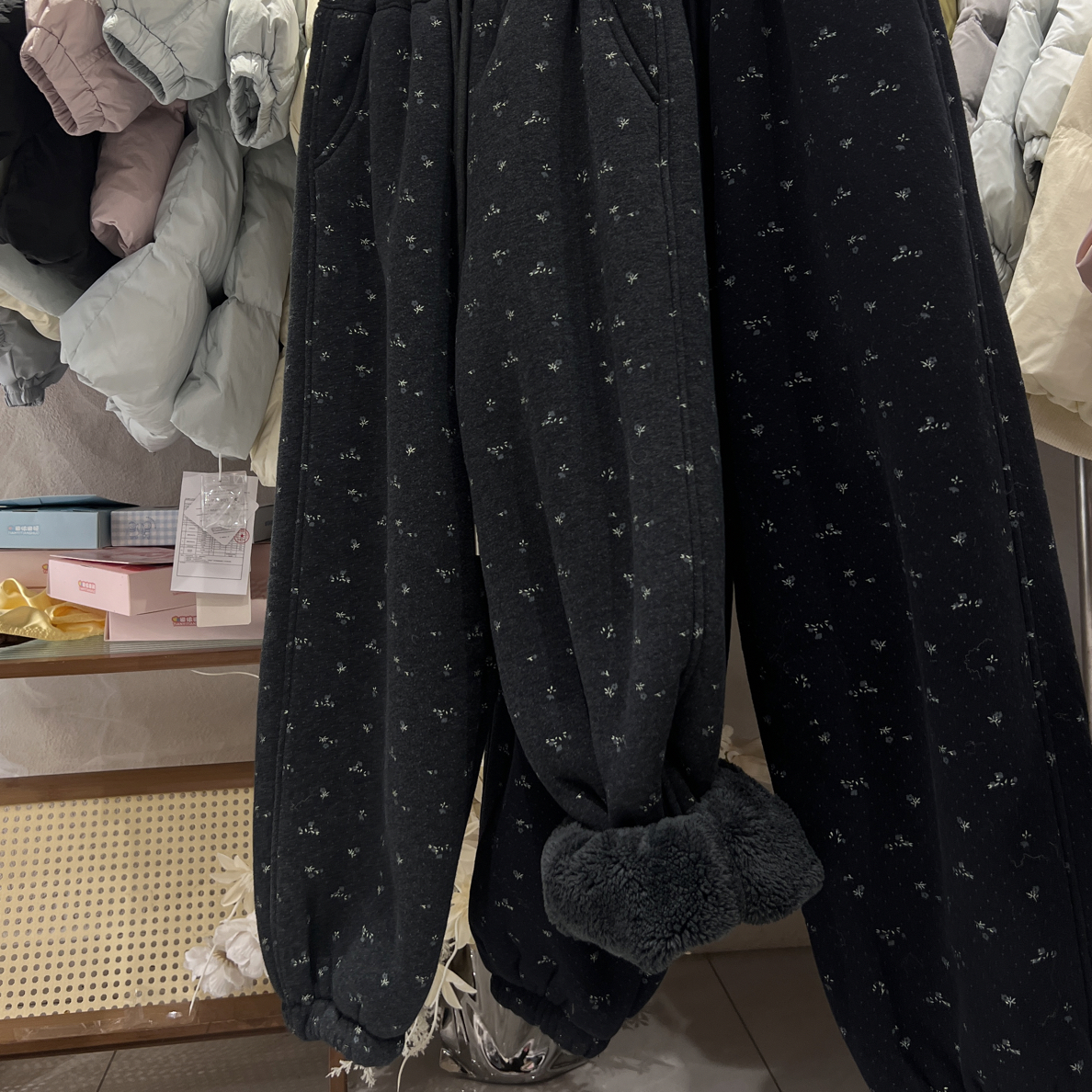 葵花绒！碎花韩系儿童一件过冬卫裤