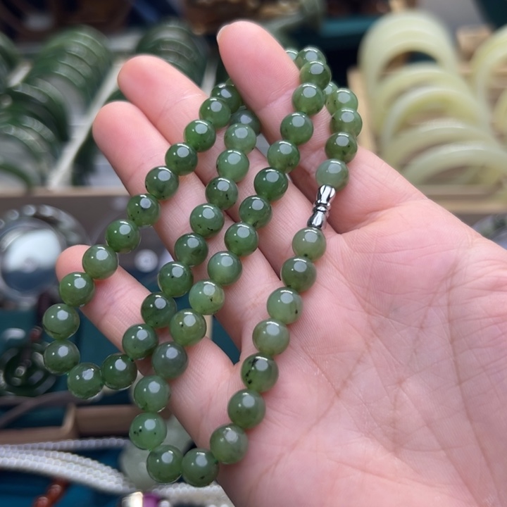 和田玉（碧玉）颈饰未镶嵌碧玉妈妈链卡8