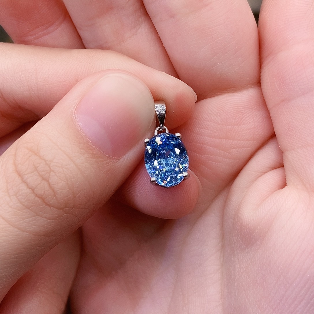 吊坠(赠链)海蓝宝石银S925镶嵌