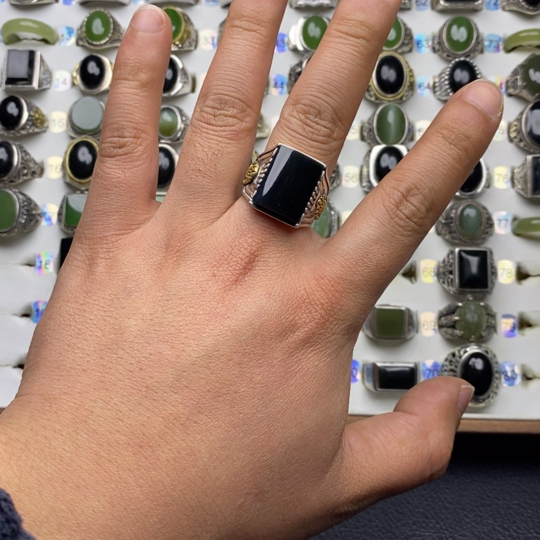 *****和田玉银S925镶嵌戒指