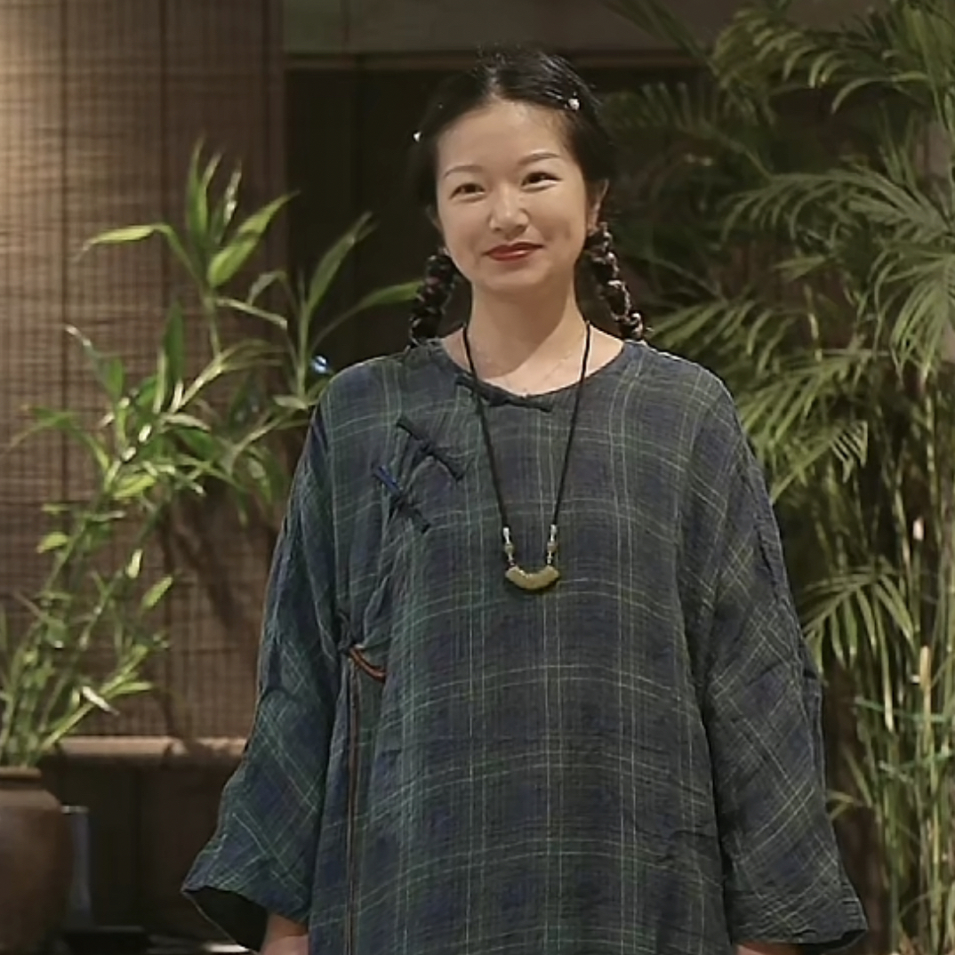 沉香布衣草堂原创盘扣色织袍子2025秋 复古百搭全盘扣 亚麻长衣*