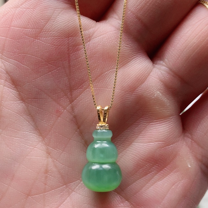 颈饰银S925镀金镶嵌和田玉