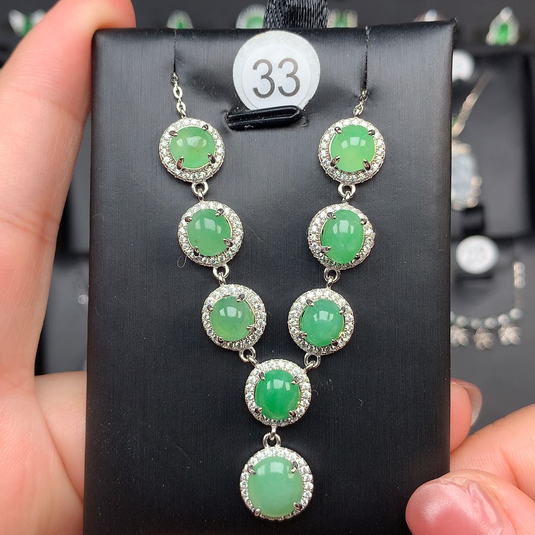 翡翠颈饰银S925镶嵌项链925