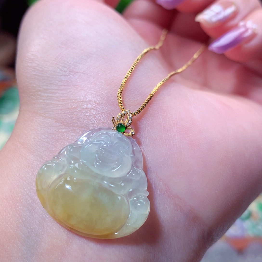 翡翠吊坠(不含链)18K金镶嵌