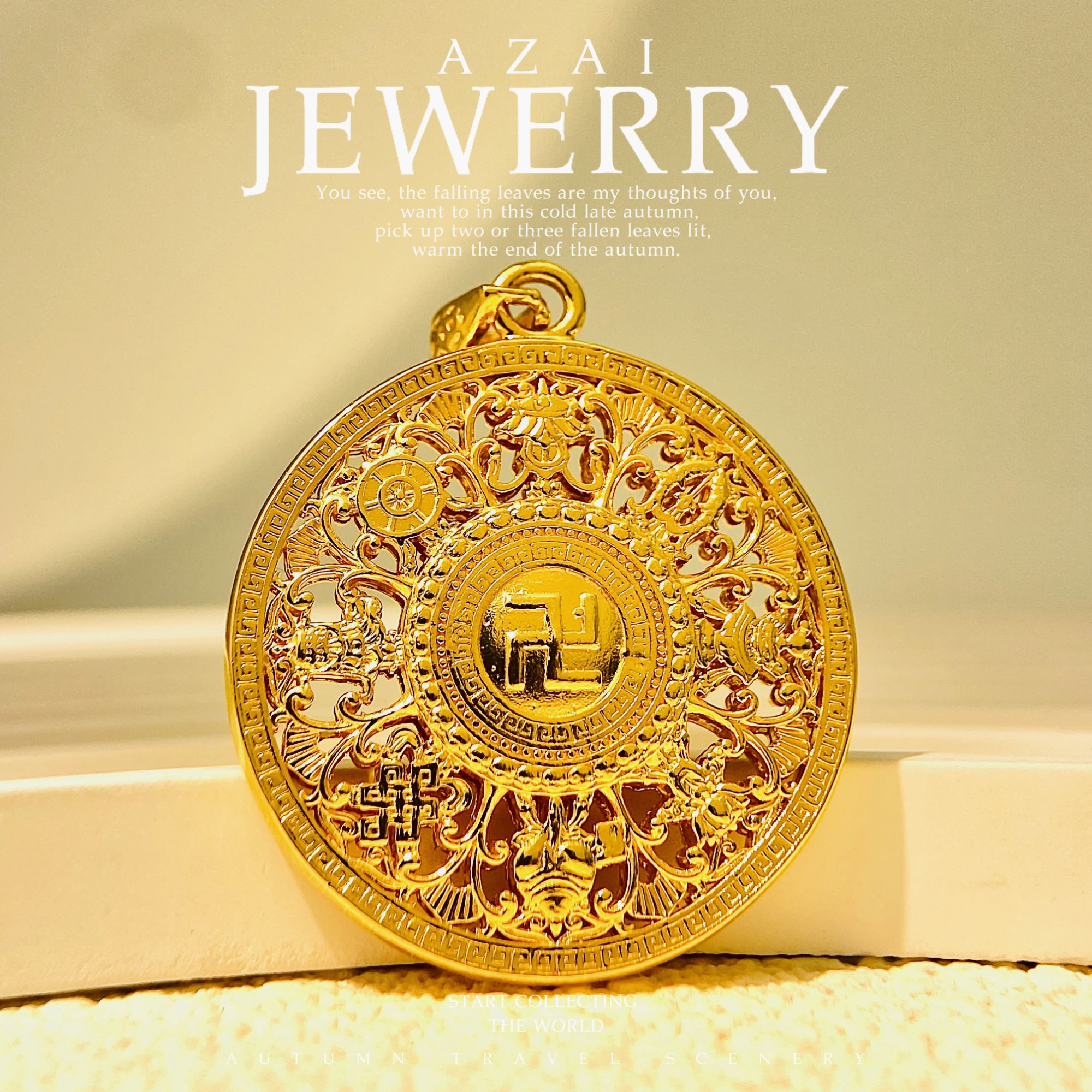 吊坠足银 时尚经典优质百搭大八宝罗盘吊坠12克