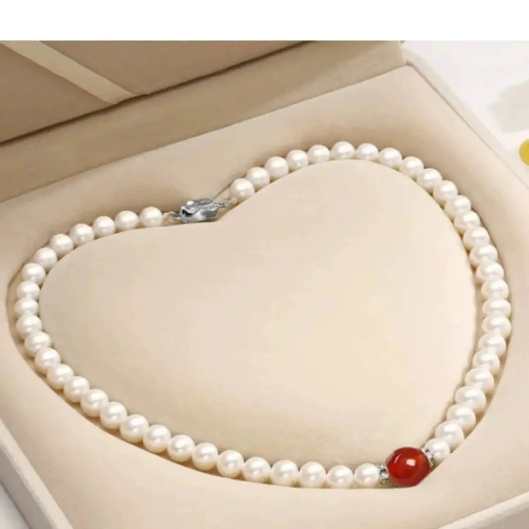 经典时尚原创独苗红珠妈妈白珠项链B38