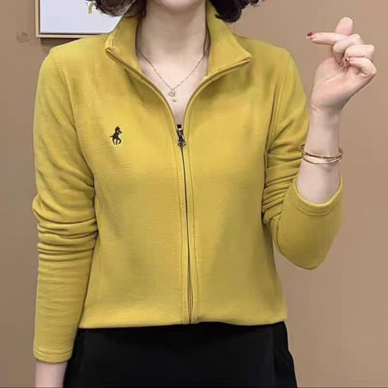 秋冬新款双面绒拉链卫衣女士韩系设计感减龄修身显瘦刺绣百搭上衣
