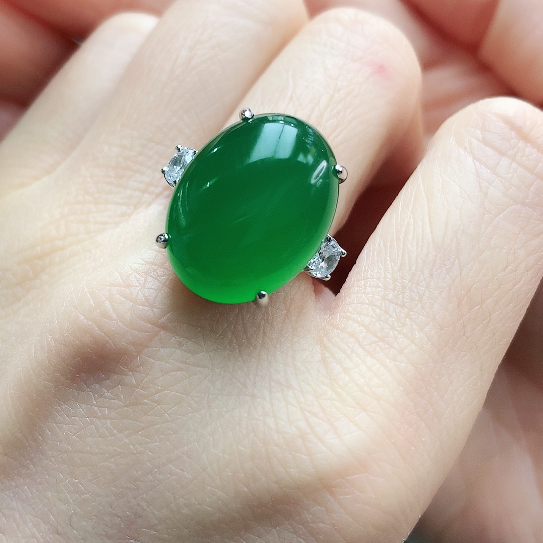 玛瑙/玉髓戒指银S925镶嵌