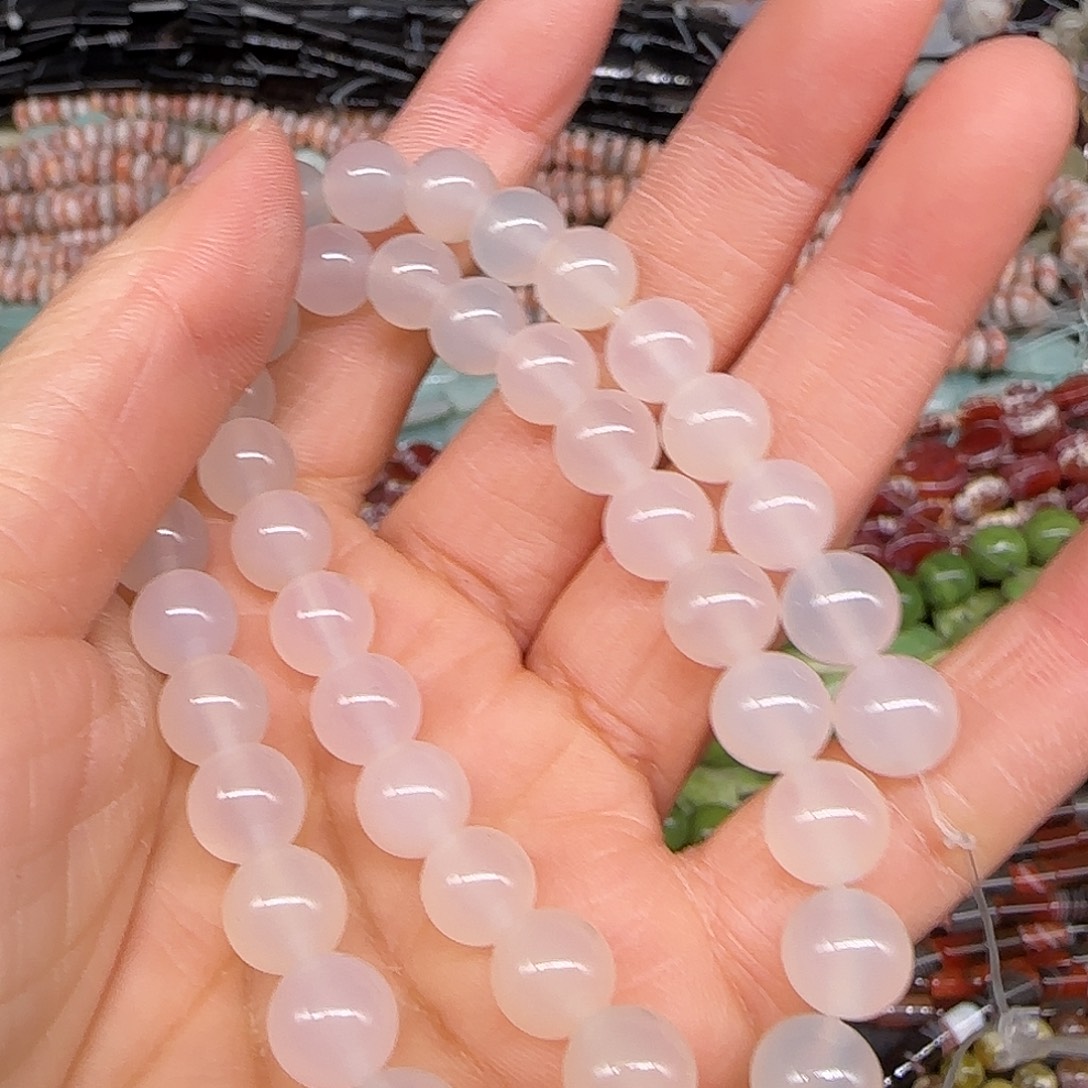 玛瑙/玉髓合金珠宝半成品荔枝冻8mm一条