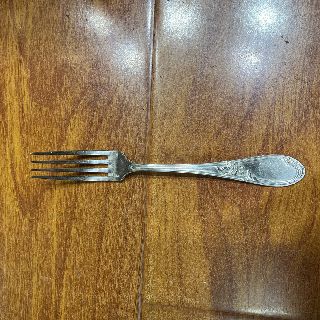 欧洲中古银器洛可可风格餐叉