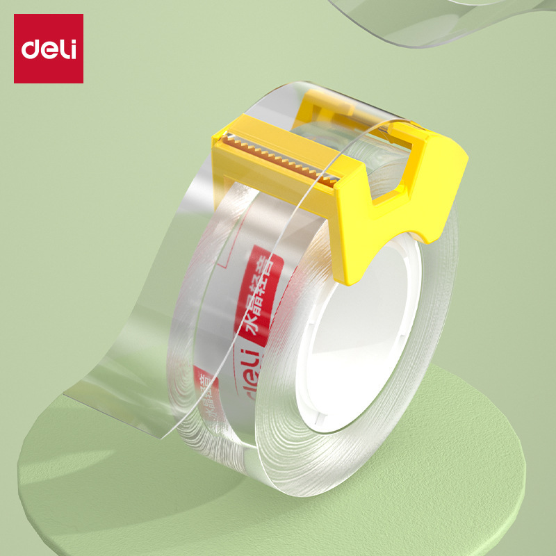 得力JD901水晶轻音胶带12/18mm文具胶带办公小透明胶带