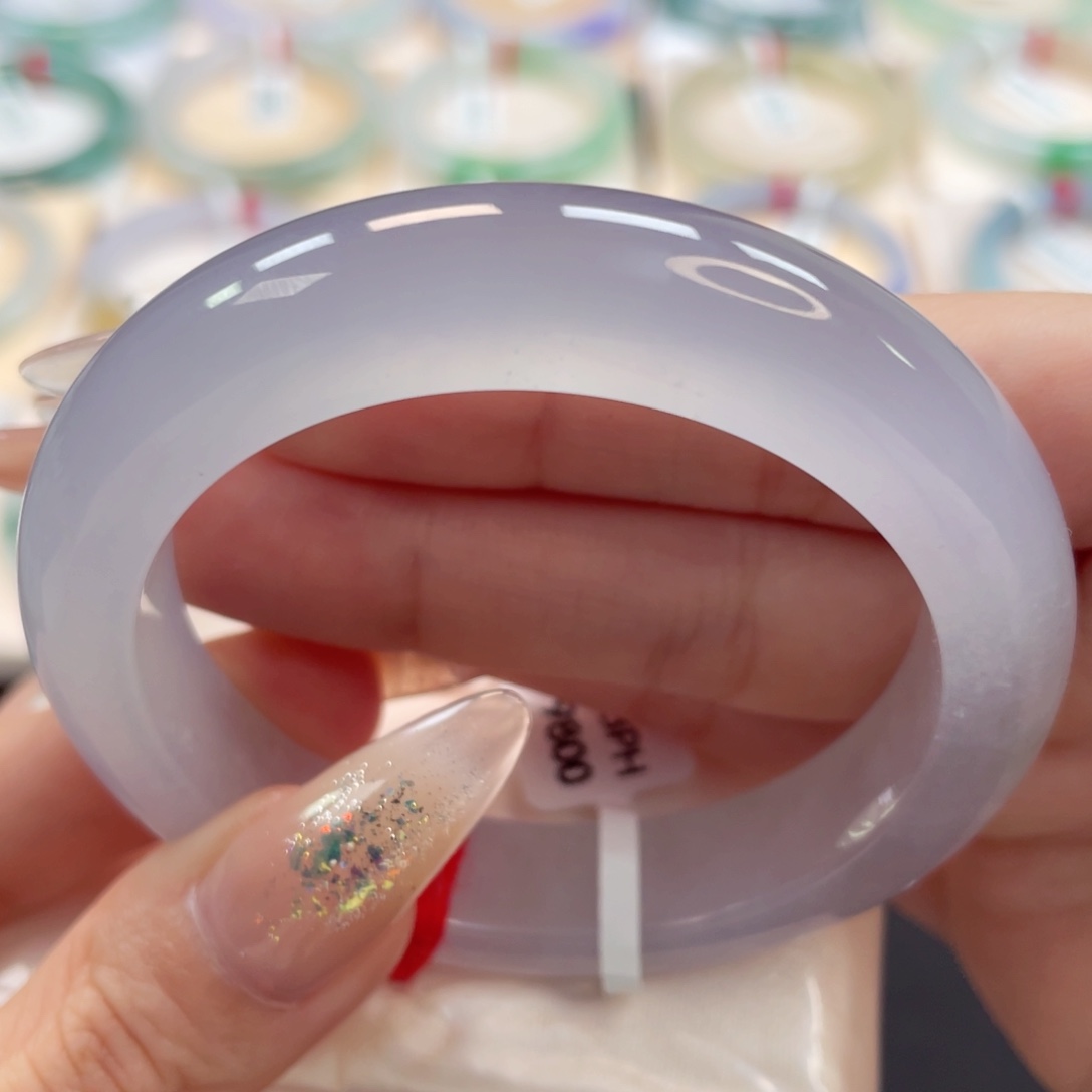 未镶嵌手镯翡翠熙**?53.5高冰粉紫透亮微瑕漏分单