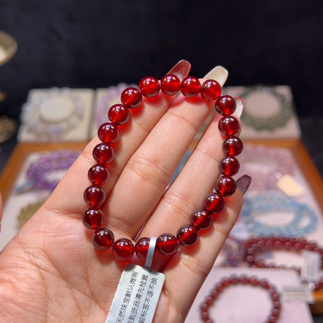 石榴石手串未镶嵌石榴石8.3m m