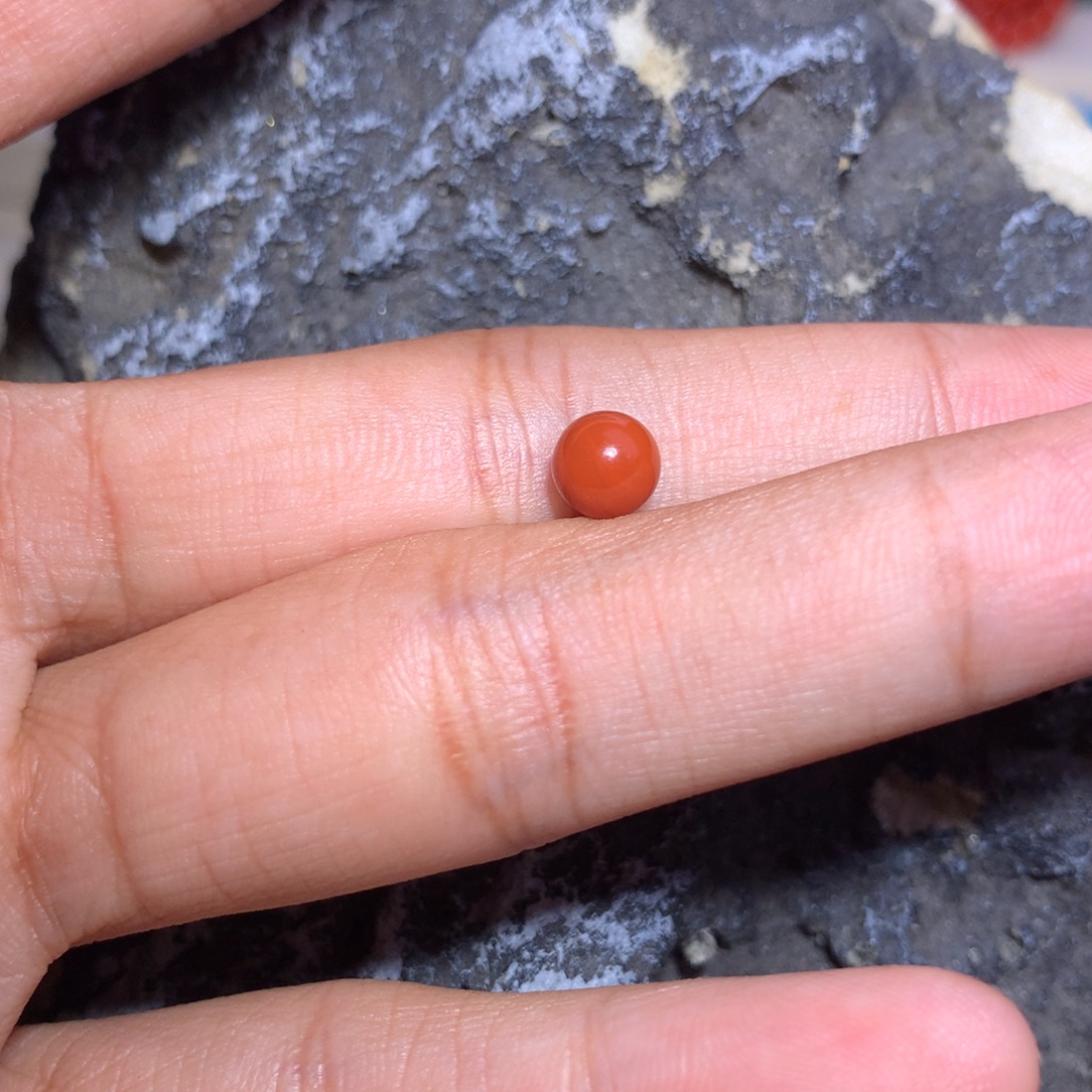 南红玛瑙未镶嵌柿子红满肉圆珠5.8微纹
