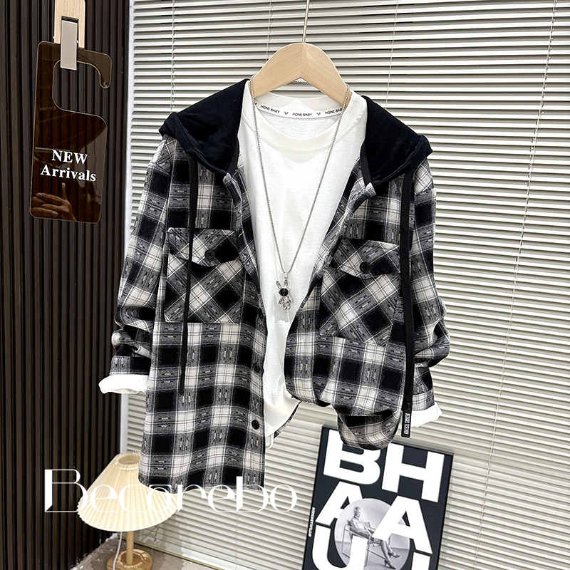 儿童装男童衬衫春秋款2025新款秋季男孩酷帅中大童衣服衬衣秋装潮